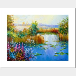 Flowers by the pond Posters and Art